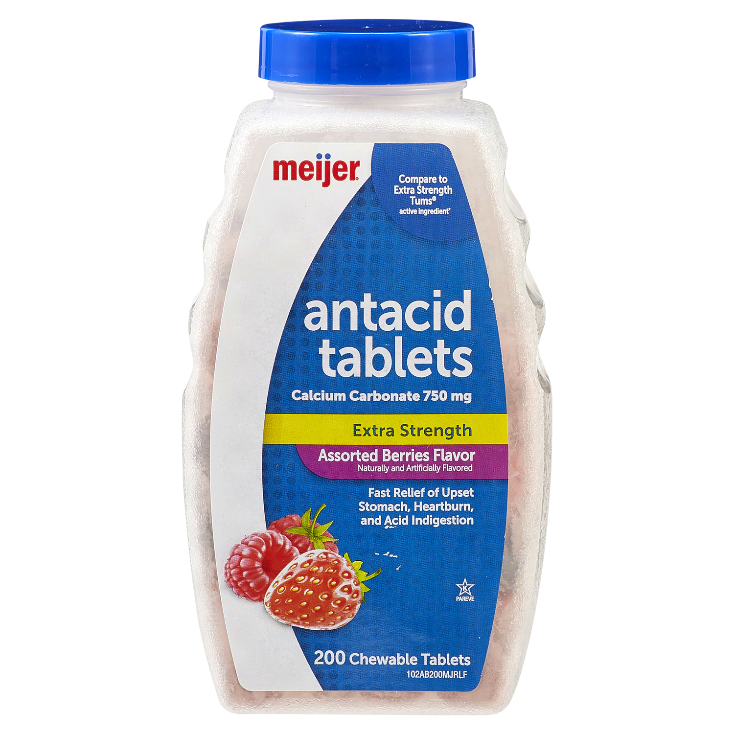 slide 1 of 5, Meijer Extra Strength Antacid Tablets Assorted Berries, 200 ct