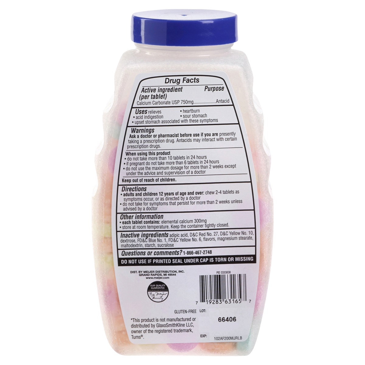 slide 2 of 2, Meijer Antacid Extra Strength Assorted Fruit, 200 ct