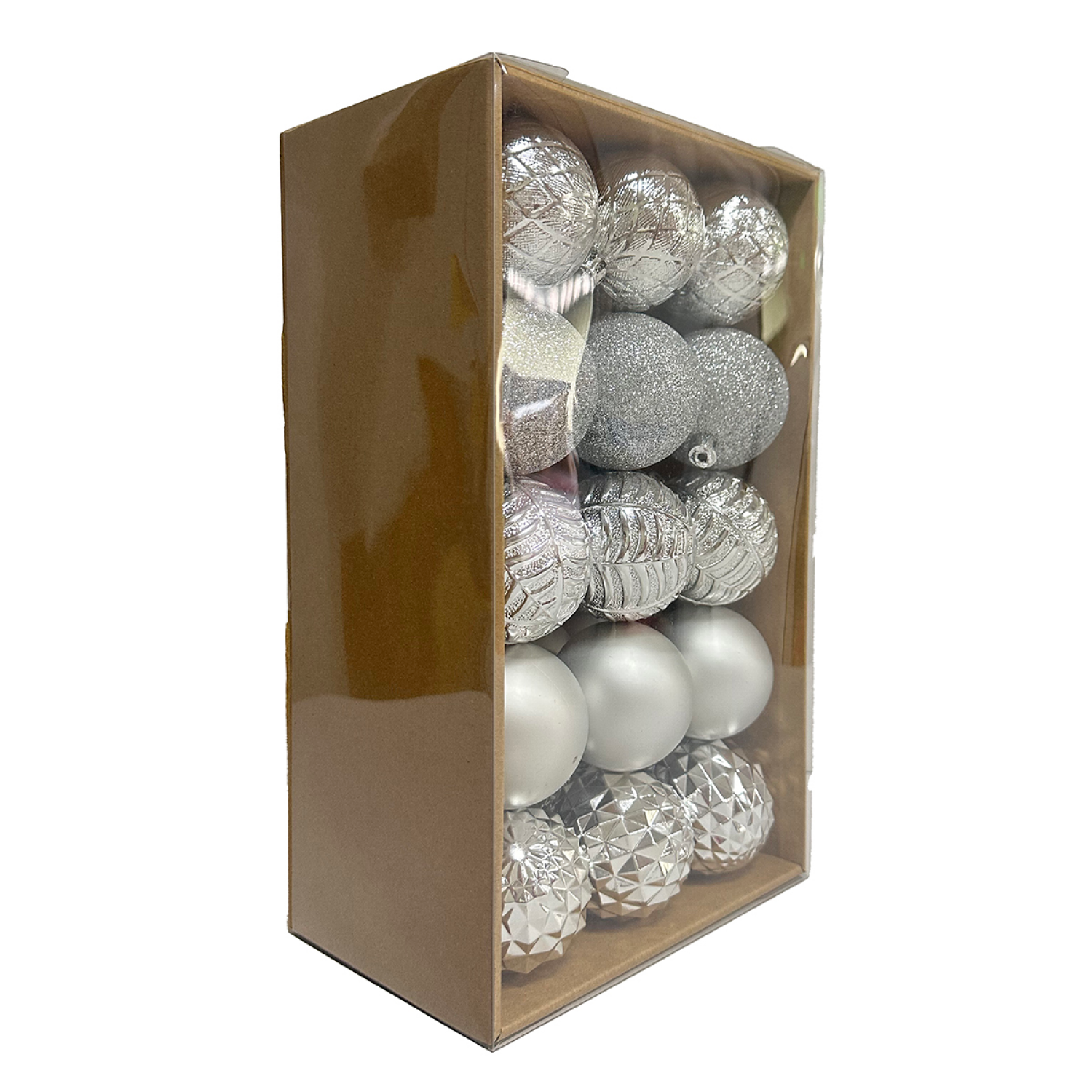 slide 3 of 3, December Home Ornament, Silver, 60mm, 30 Count, 30 ct