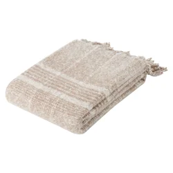 Room & Retreat Plaid Mohair Throw, 50 In X 70 In, Neutral