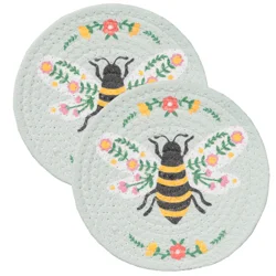 ROOM & RETREAT Mcs Spring Central Bee 2pc Printed Trivet Set, 8 In