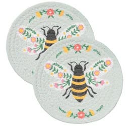 ROOM & RETREAT Mcs Spring Central Bee 2pc Printed Trivet Set, 8 In
