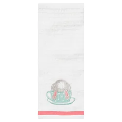 Meijer Corporate Seasonal Mcs Easter Bunny Back Teacup Embroidered Diamond Kitchen Towel, 16 In X 26 In