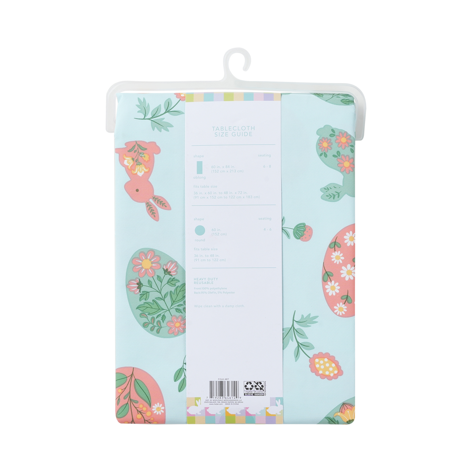 slide 2 of 4, Meijer Corporate Seasonal Mcs Easter Folk Art Peva Tablecloth, 60 In X 84 In, 60 x 84 