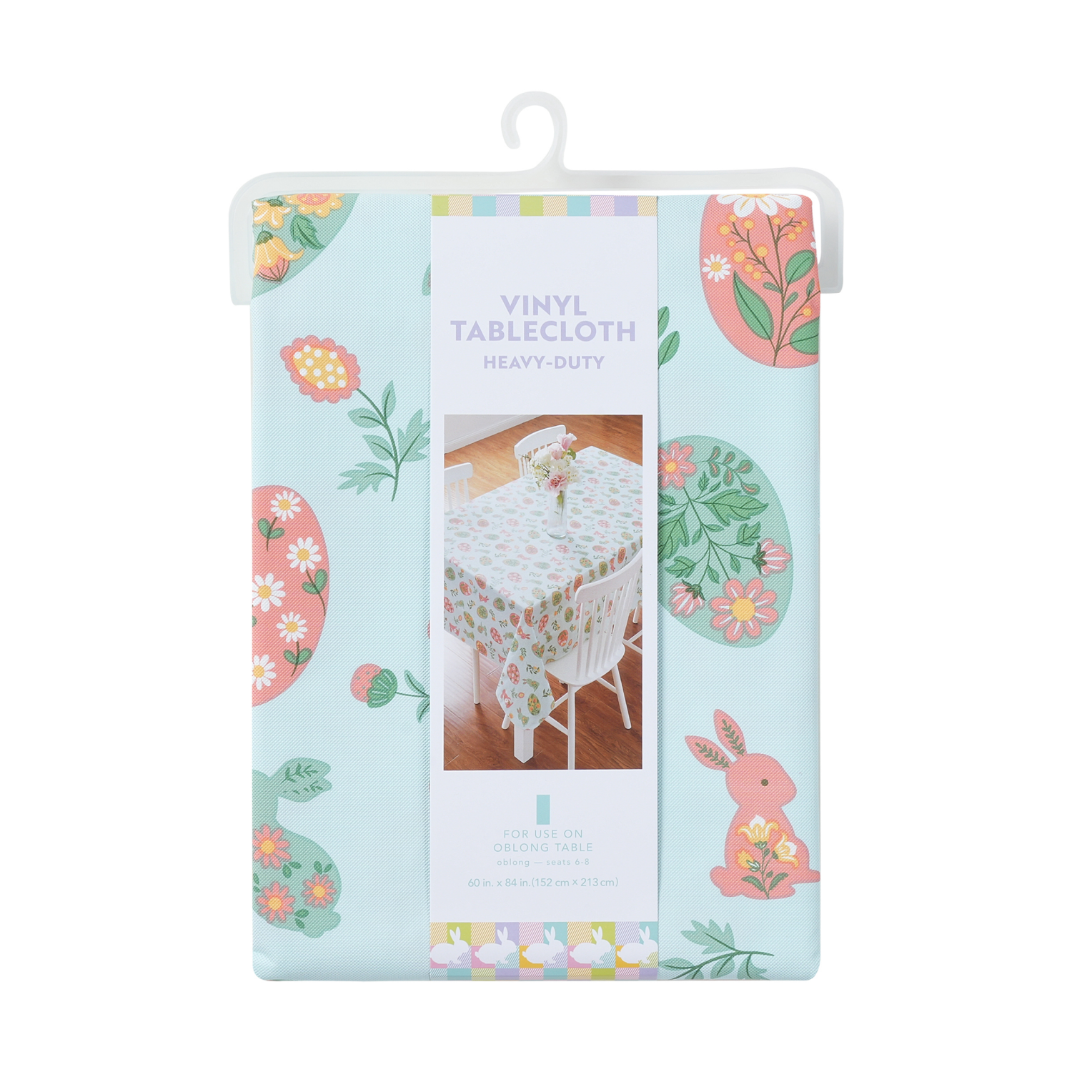 slide 4 of 4, Meijer Corporate Seasonal Mcs Easter Folk Art Peva Tablecloth, 60 In X 84 In, 60 x 84 