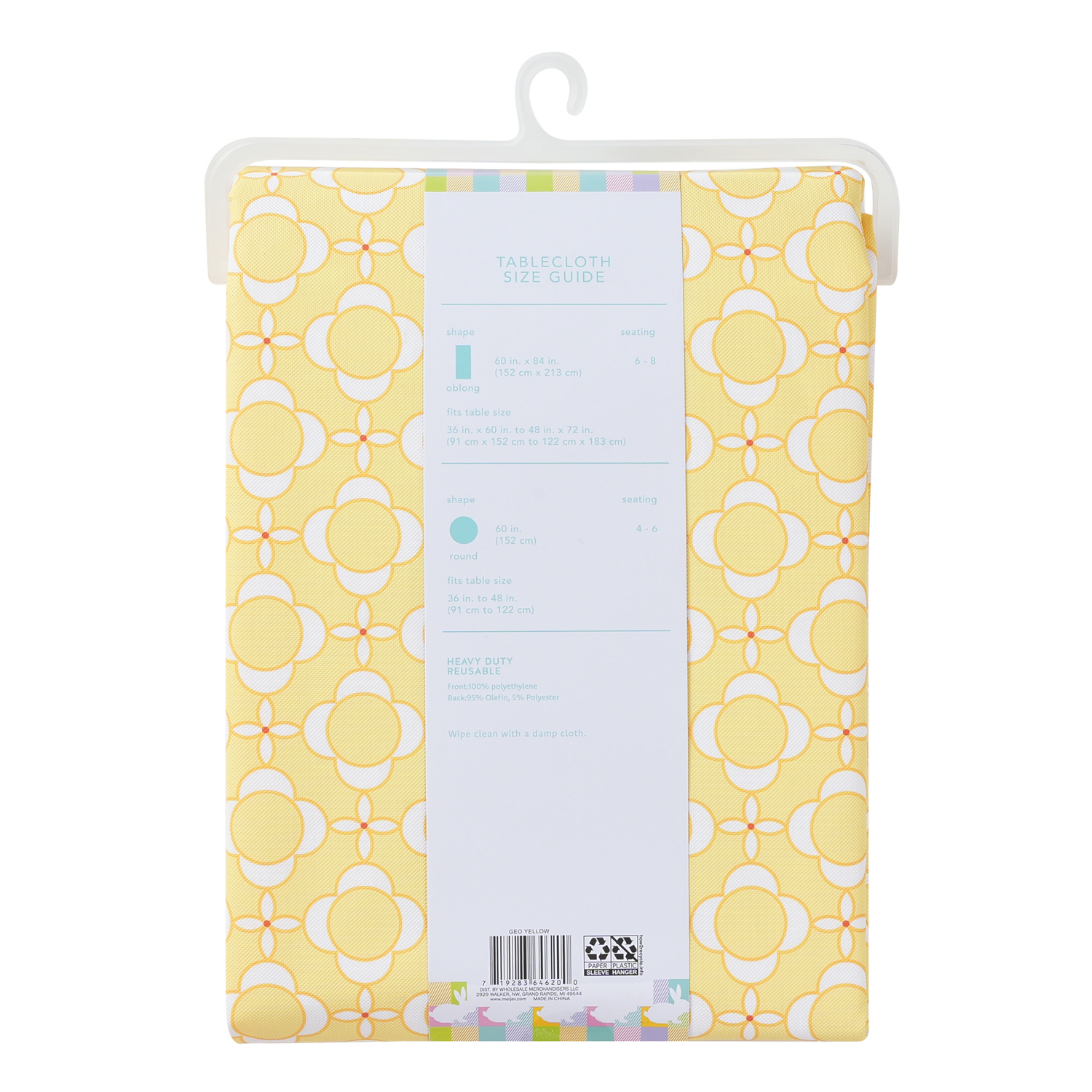 slide 2 of 4, Meijer Corporate Seasonal Mcs Easter Geo Yellow Peva Tablecloth, 60 In X 84 In, 60 x 84 