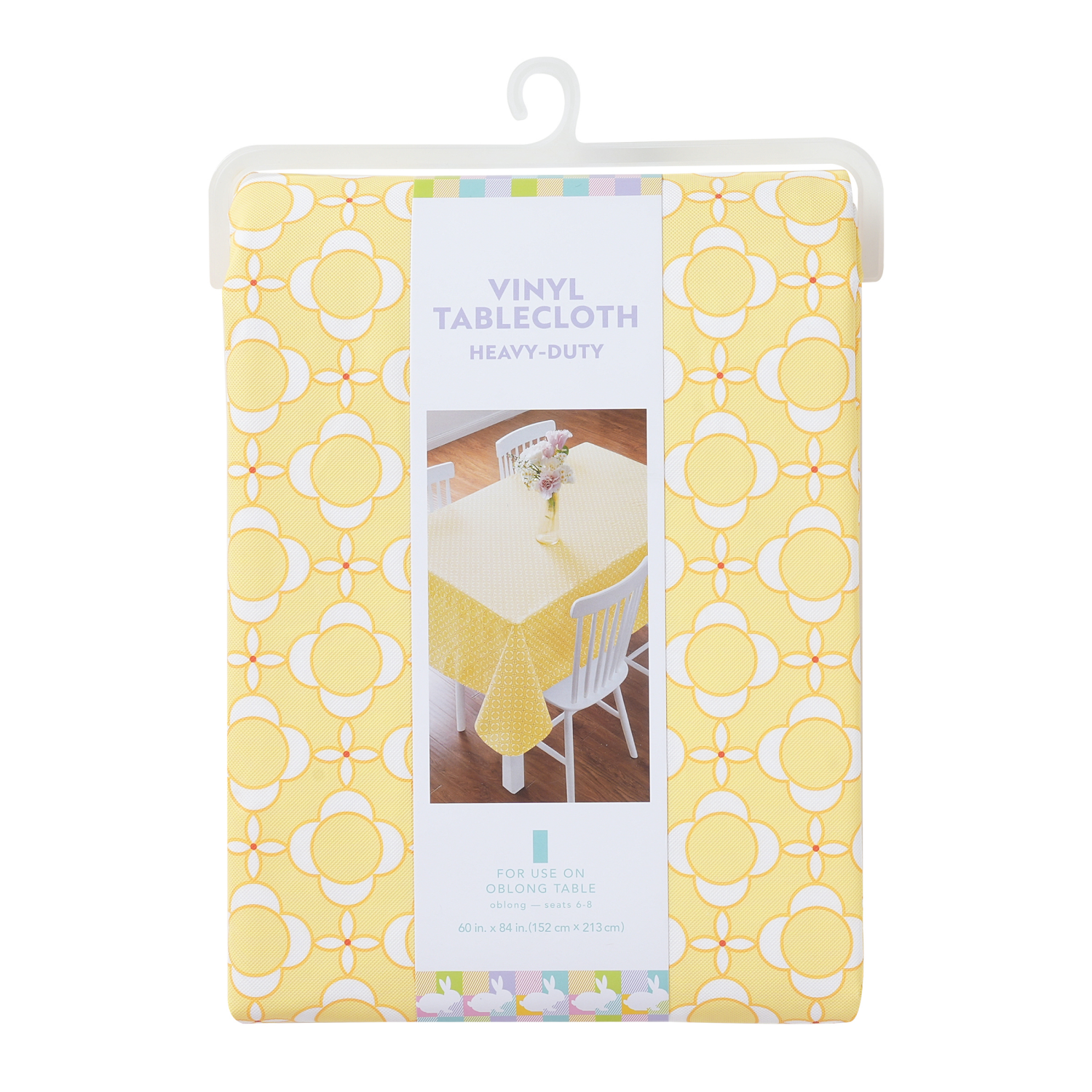 slide 4 of 4, Meijer Corporate Seasonal Mcs Easter Geo Yellow Peva Tablecloth, 60 In X 84 In, 60 x 84 