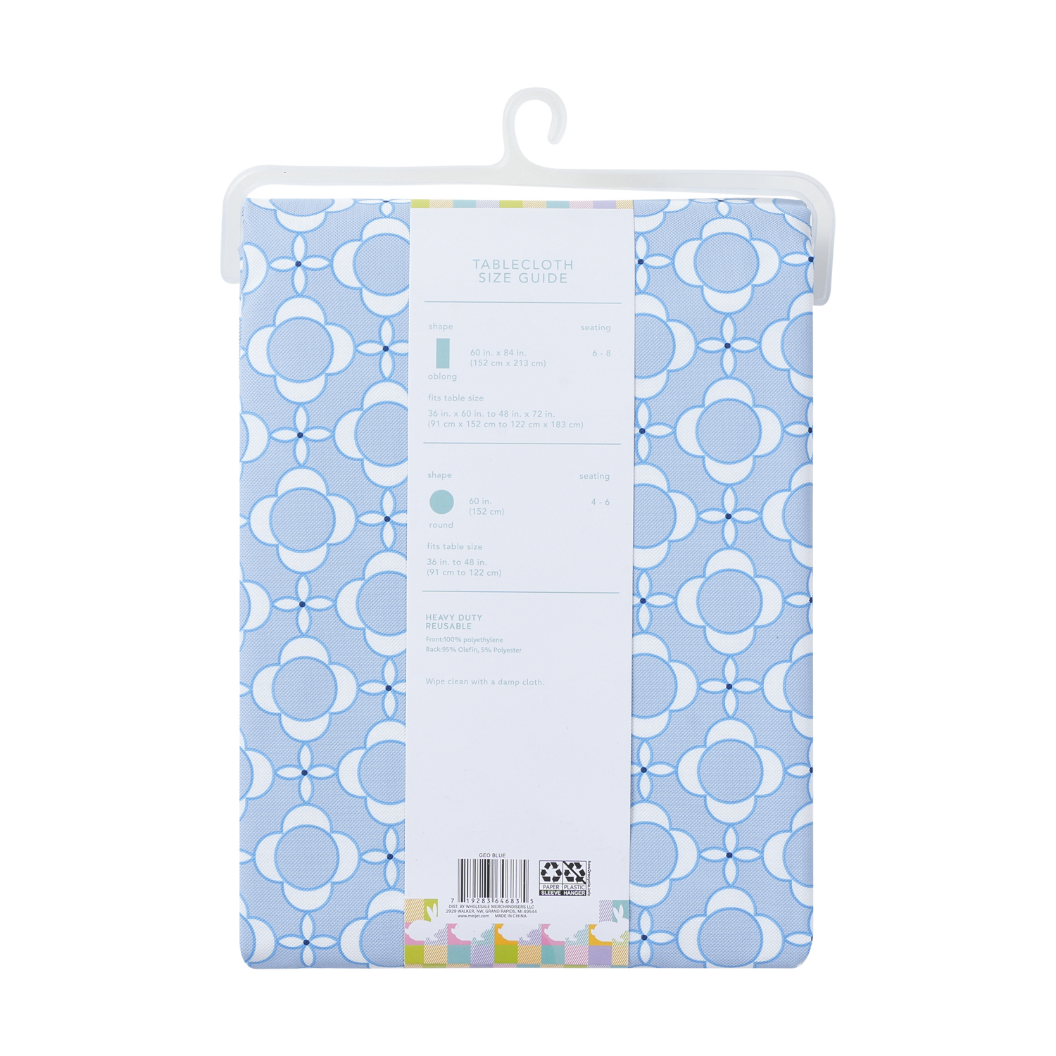 slide 2 of 4, Meijer Corporate Seasonal Mcs Easter Geo Blue Peva Tablecloth, 60 In X 84 In, 60 x 84 