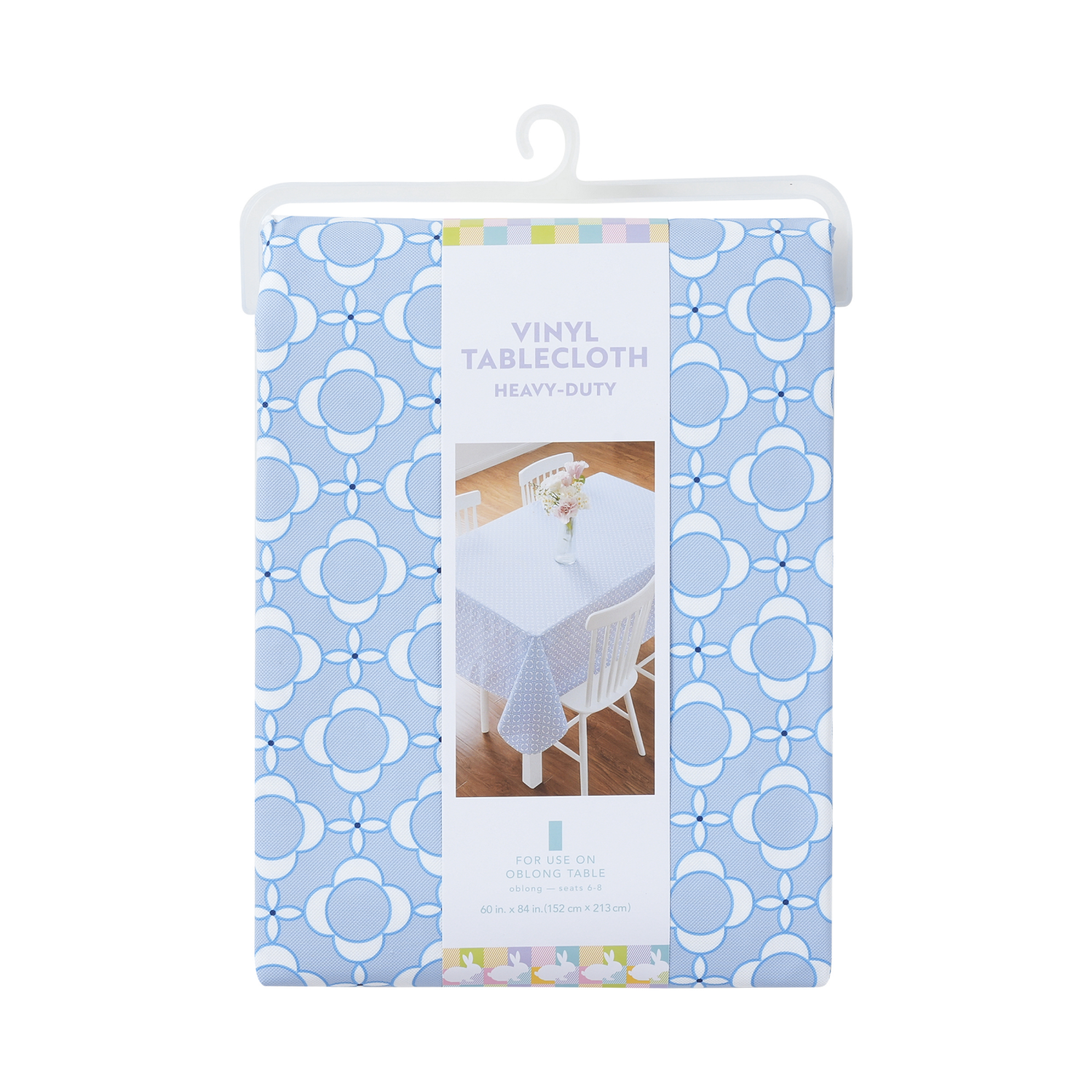 slide 4 of 4, Meijer Corporate Seasonal Mcs Easter Geo Blue Peva Tablecloth, 60 In X 84 In, 60 x 84 