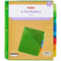 Plastic Divider 1 Pocket 8 Tabs,8.5 In X 11 In,multicolor