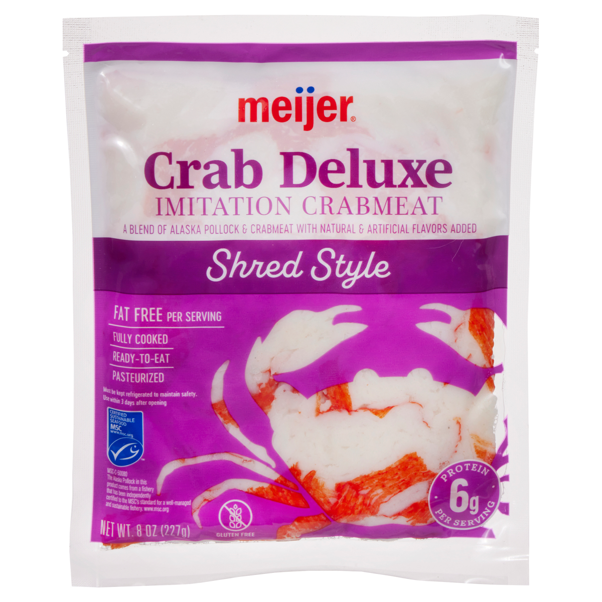 slide 1 of 9, Meijer Crab Deluxe Shredded Imitation Crabmeat, 8 oz, 8 oz