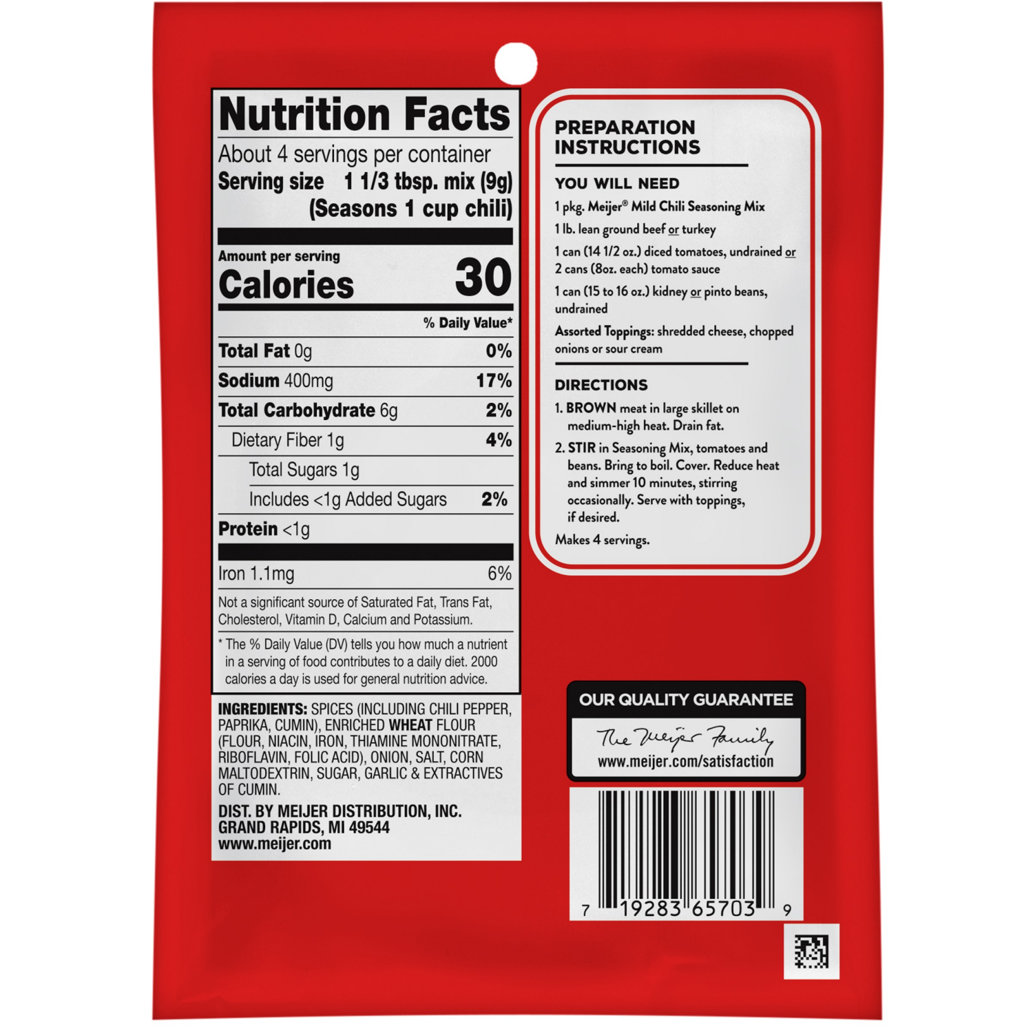 slide 2 of 2, Meijer Mild Chili Seasoning Mix - 1.25 oz, 1.25 oz