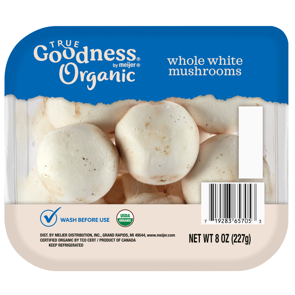 slide 1 of 5, True Goodness Organic Whole White Mushrooms, 8 oz, 8 oz