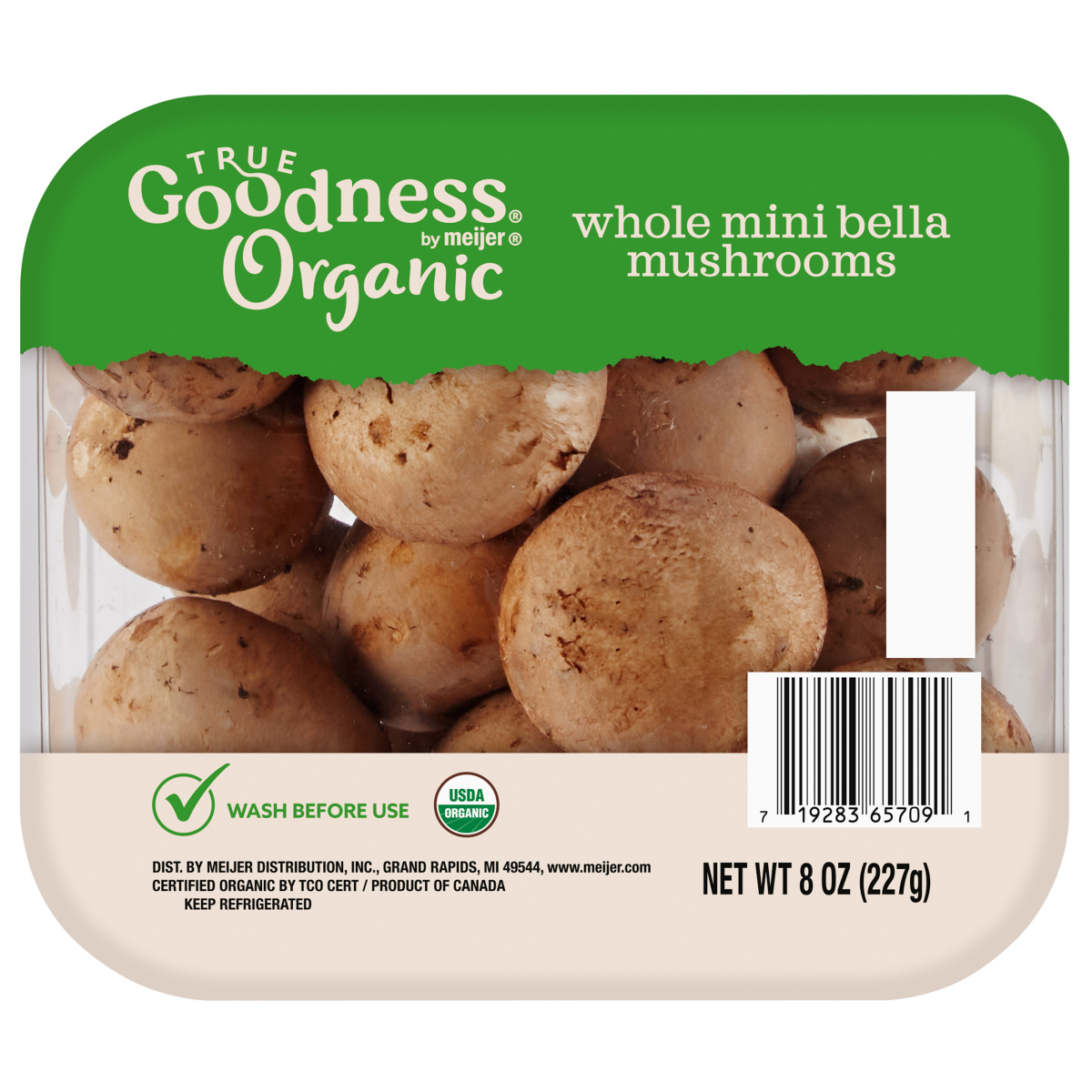 slide 1 of 5, True Goodness Organic Whole Mini Bella Mushrooms, 8 oz, 8 oz