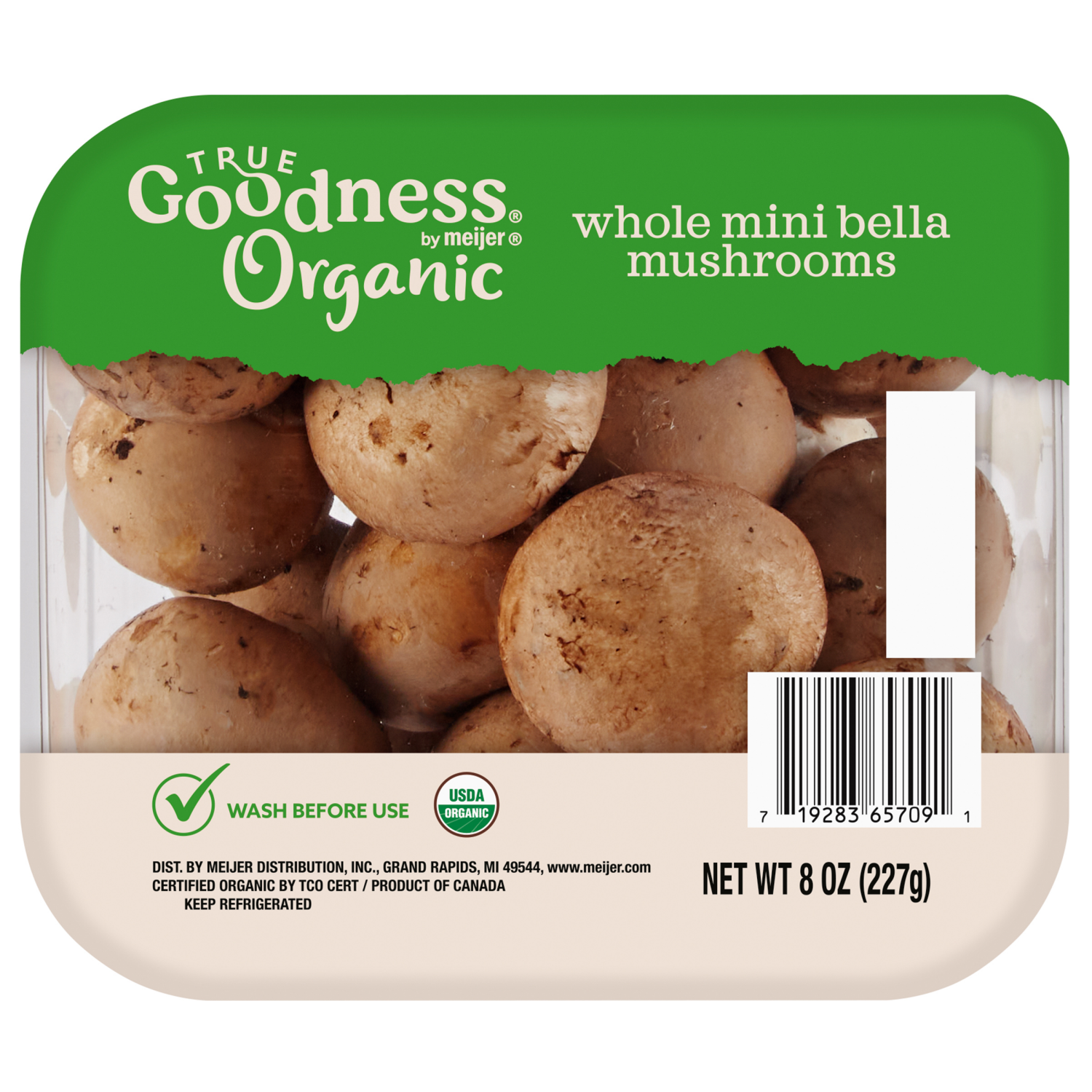 slide 1 of 2, True Goodness Organic Whole Mini Bella Mushrooms, 8 oz, 8 oz