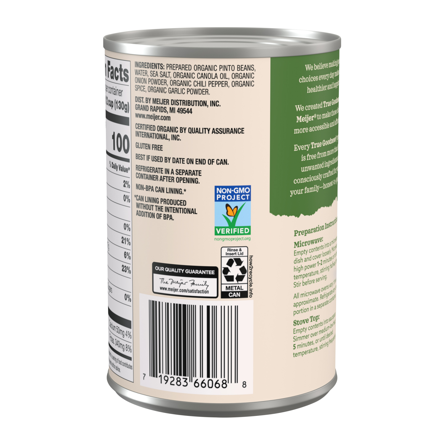 slide 2 of 3, True Goodness Organic Vegetarian Refried Beans - 16 oz, 16 oz