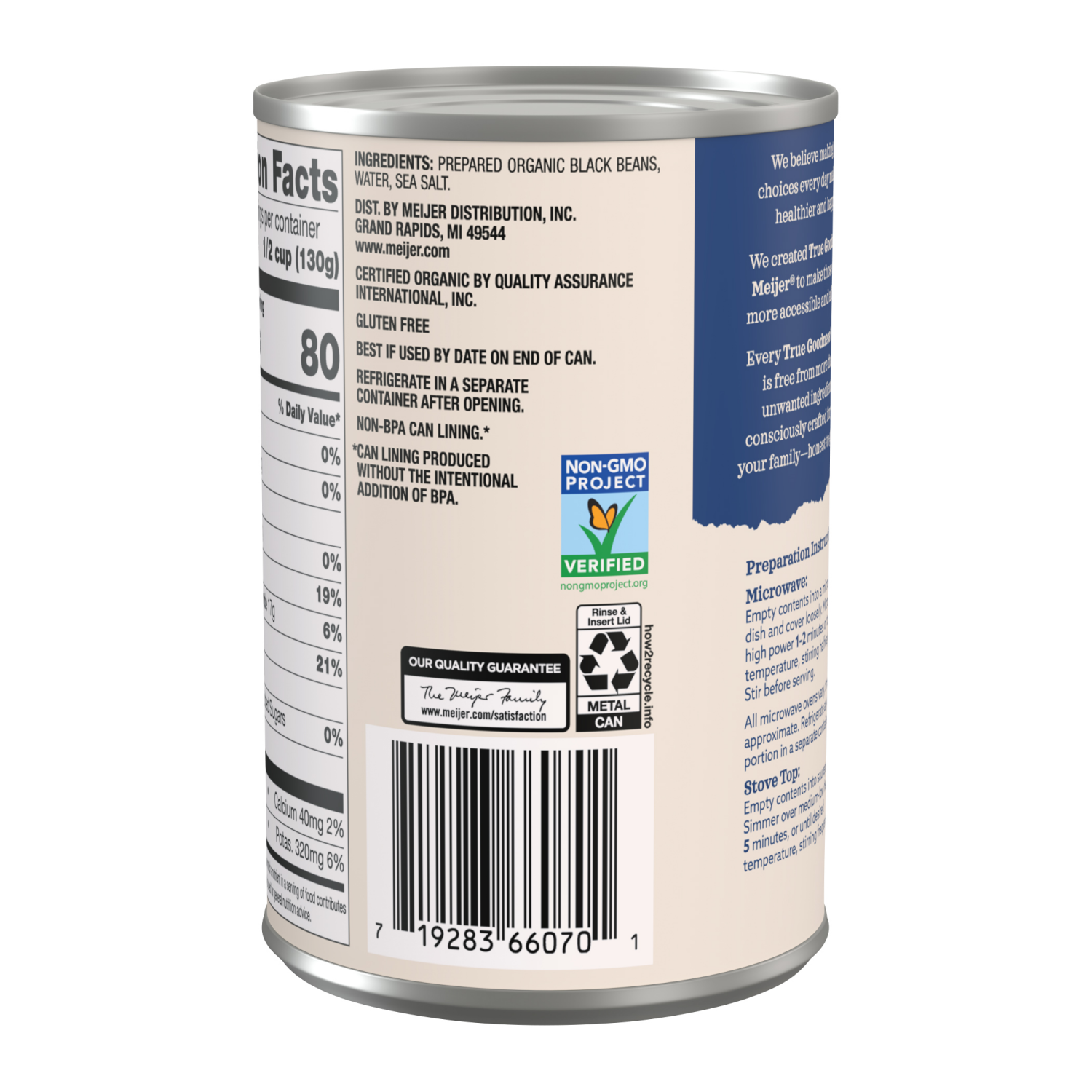 slide 2 of 3, True Goodness Organic Black Refried Beans, 16 oz