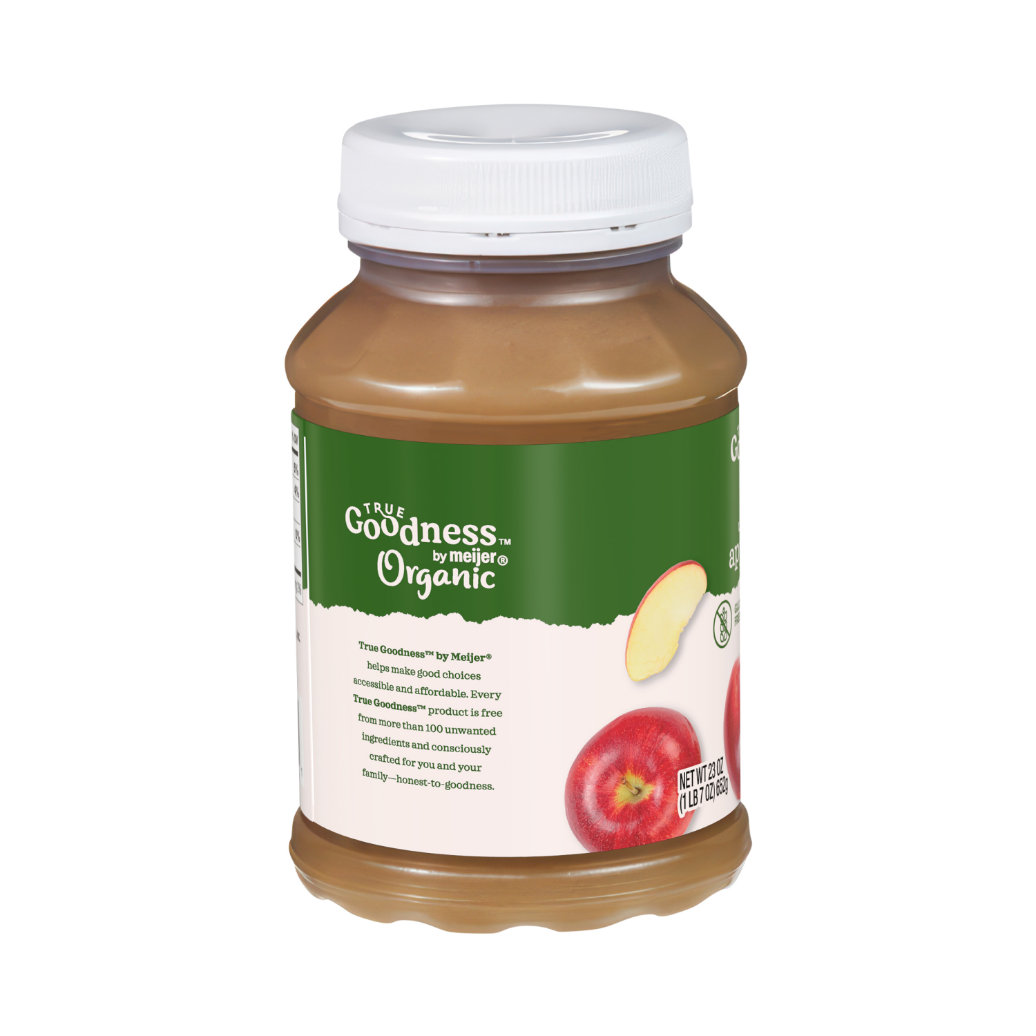 slide 2 of 3, True Goodness by Meijer Organics Applesauce, Unsweetened, 23 oz