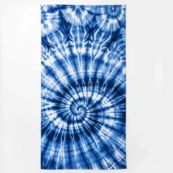 Sol Borne Printed Beach Towel, 34 In X 68 In, Blue Tie Dye