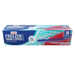 Meijer Re-Closable Double Zipper Freezer Bags, Gallon, 28 Pk