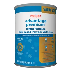 Meijer Advantage Premium Baby Formula Powder With Iron, Enhanced Formula With Dual Hmos For Immune Support And Digestive Health, Non-Gmo, 34 Oz