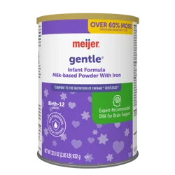 Meijer Gentle Infant Formula Milk-Based Powder With Iron; For Fussiness, Gas And Crying; Dha To Support Brain Development; Easy To Digest, 32.9oz