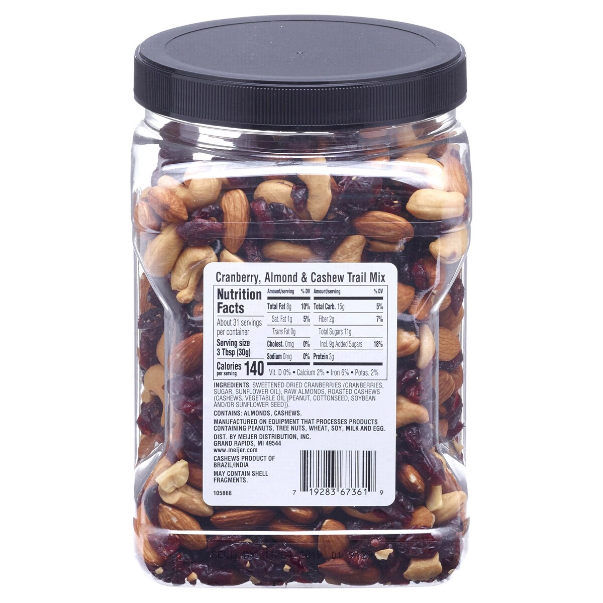 slide 2 of 5, Meijer Cranberry, Almond & Cashew Trail Mix, 33 oz