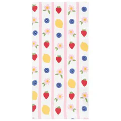 Room & Retreat Berry Lemon Flower Stripe Dual Kitchen Towel, 16 In X 26 In