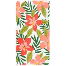 Room & Retreat Hibiscus Foliage Fiber Reactive Kitchen Towel, 16 In X 25 In