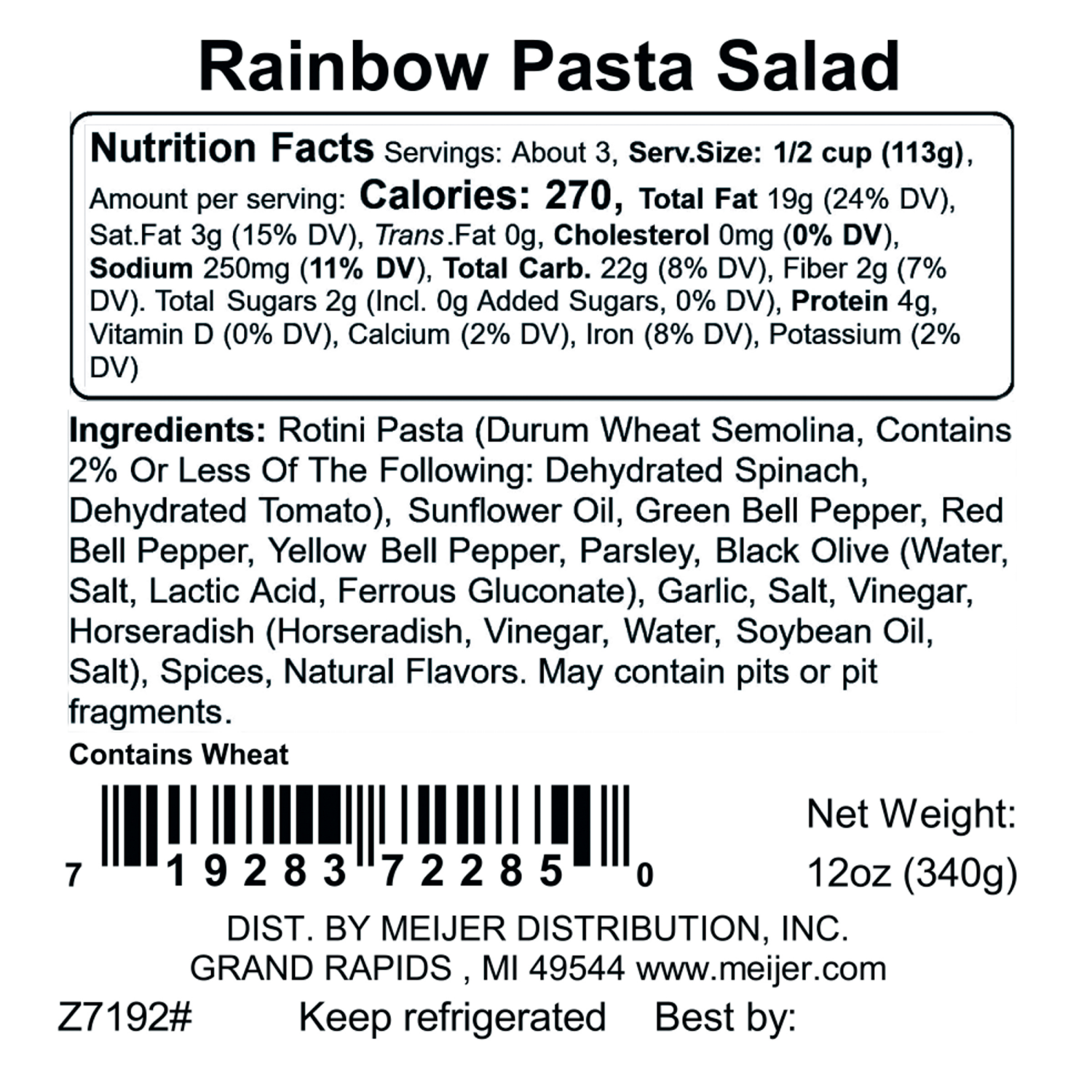 slide 2 of 3, FREDERIKS BY MEIJER Frederik's by Meijer Rainbow Pasta Salad, 12 oz., 12 oz