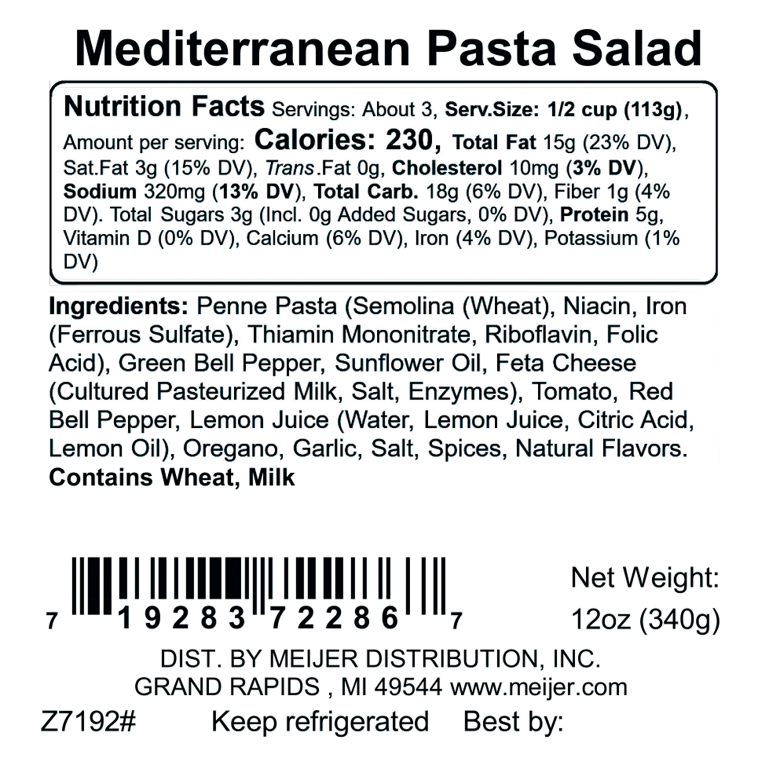 slide 2 of 3, FREDERIKS BY MEIJER Frederik's by Meijer Mediterranean Pasta Salad, 12 oz., 12 oz