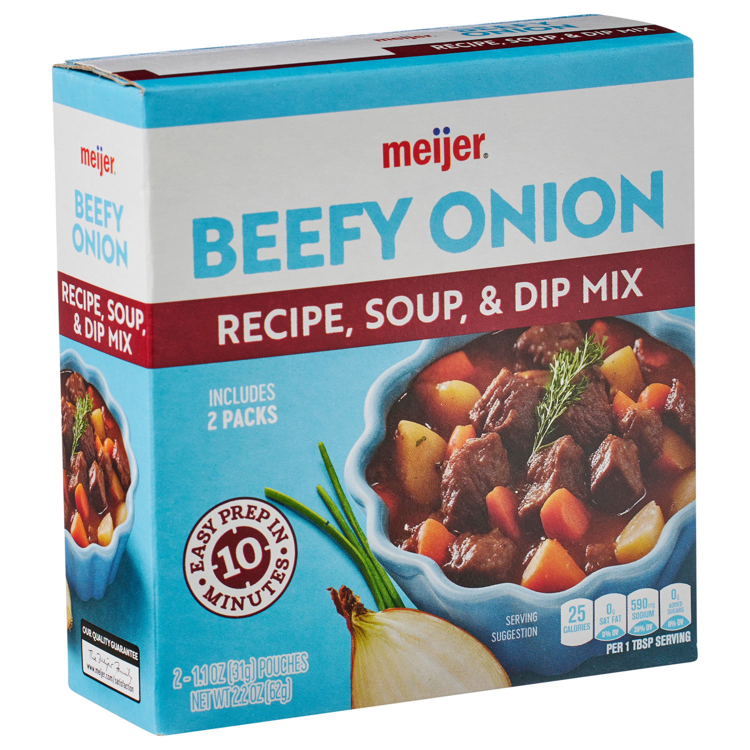 slide 4 of 5, Meijer Beefy Onion Soup Recipe, Soup and Dip Mix, 2 pack, 2 ct