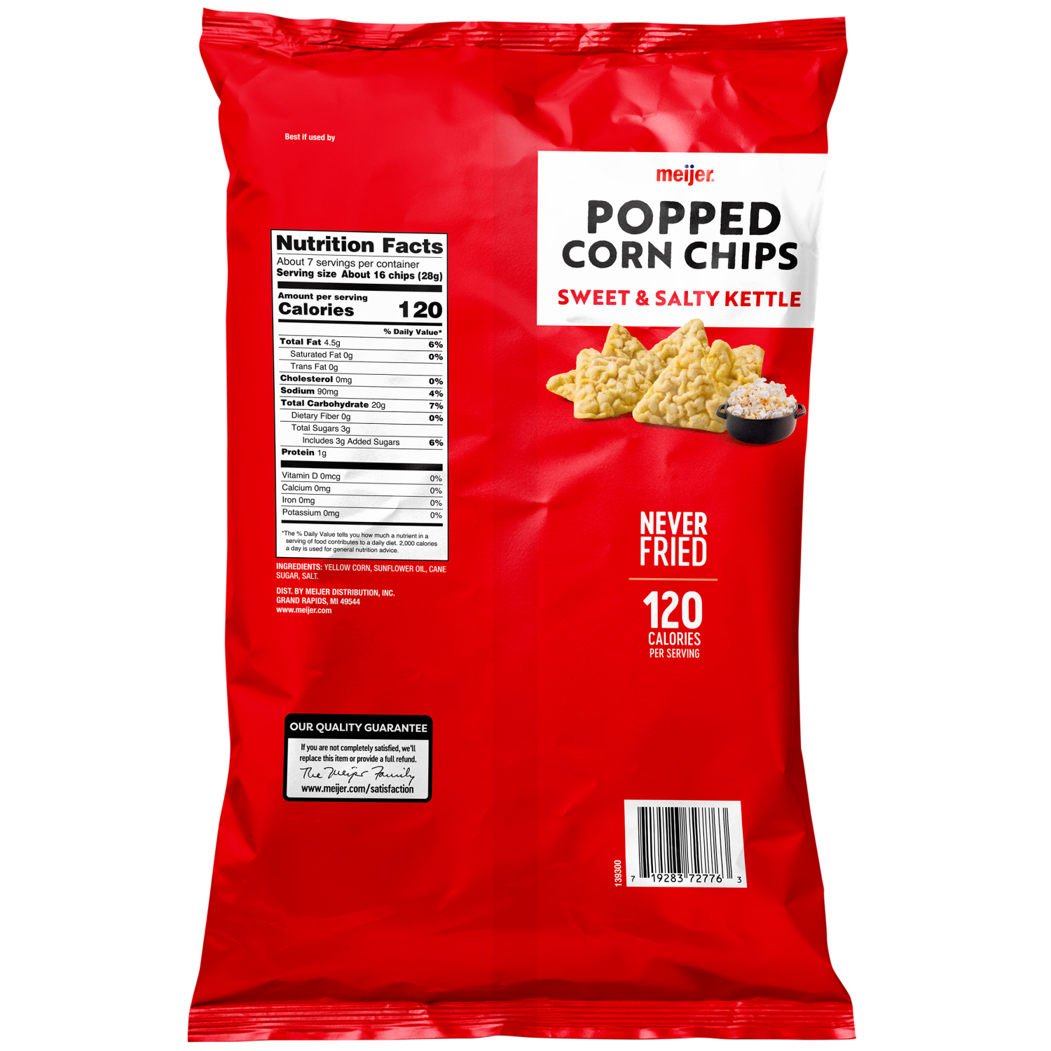 slide 2 of 2, Meijer Popped Corn Chips, Kettle Corn, 7 Oz, 7 oz