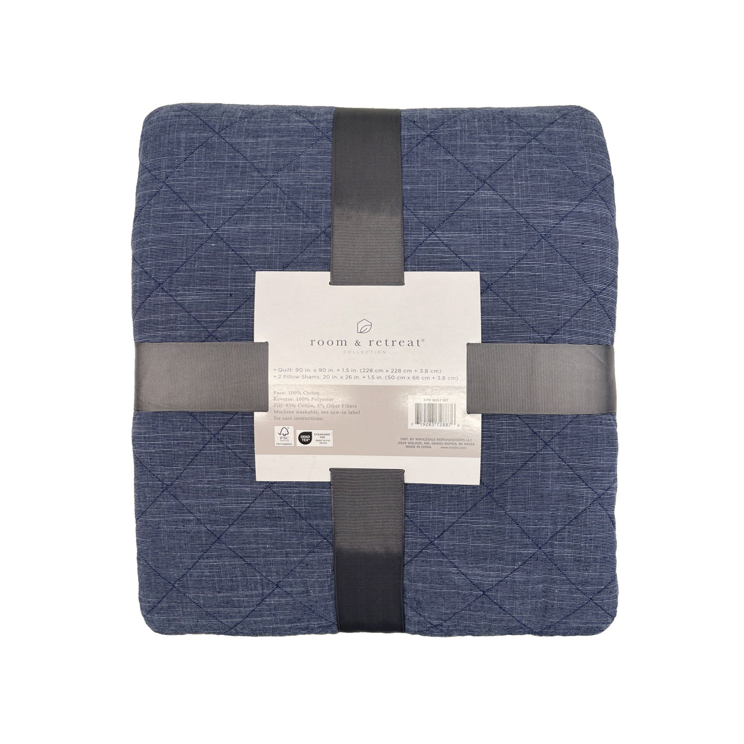 slide 2 of 3, Room & Retreat 3pc Denim Quilt Set, King, 104 X 90, 3 ct