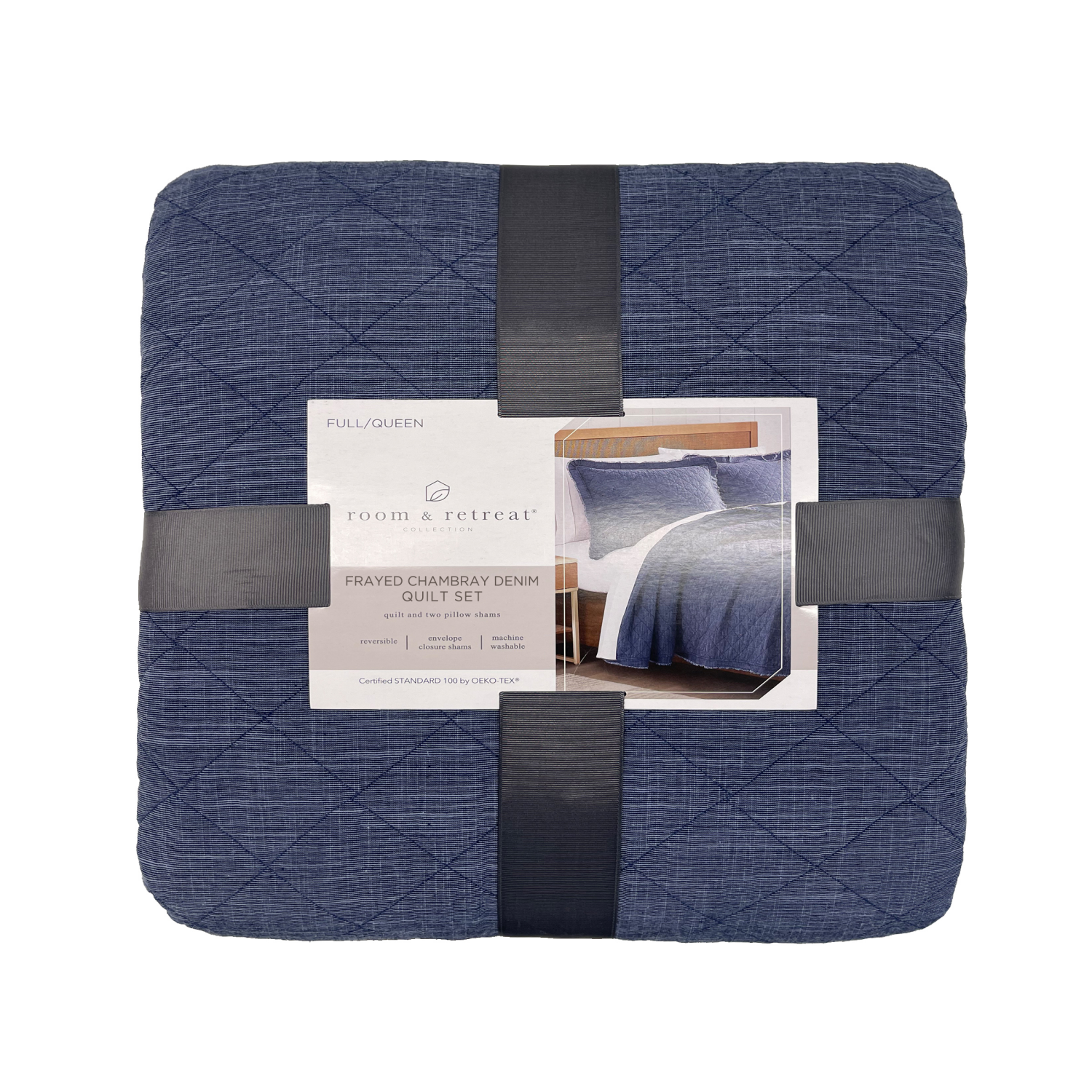 slide 1 of 3, Room & Retreat 3pc Denim Quilt Set, King, 104 X 90, 3 ct