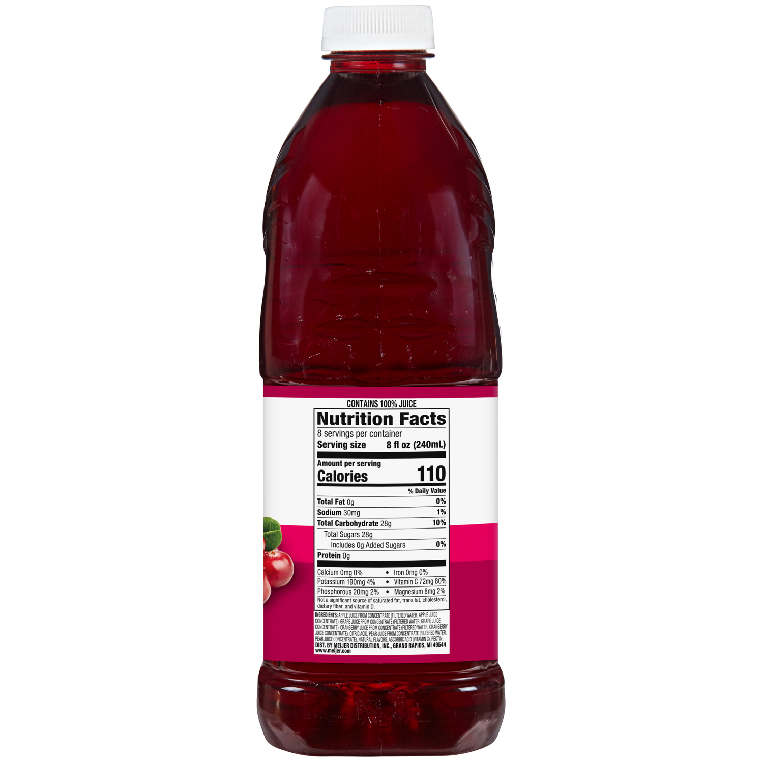 slide 3 of 3, Meijer 100% Cranberry Juice, 64 oz, 64 oz