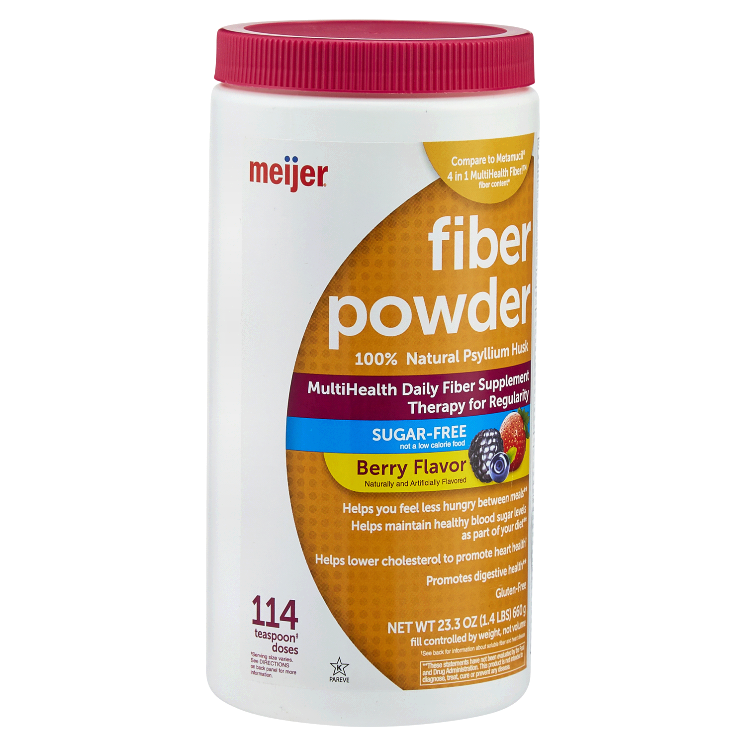 slide 4 of 5, Natural Fiber Powder Sugar Free Smooth Dissolving Berry Flavor, 23.3 oz