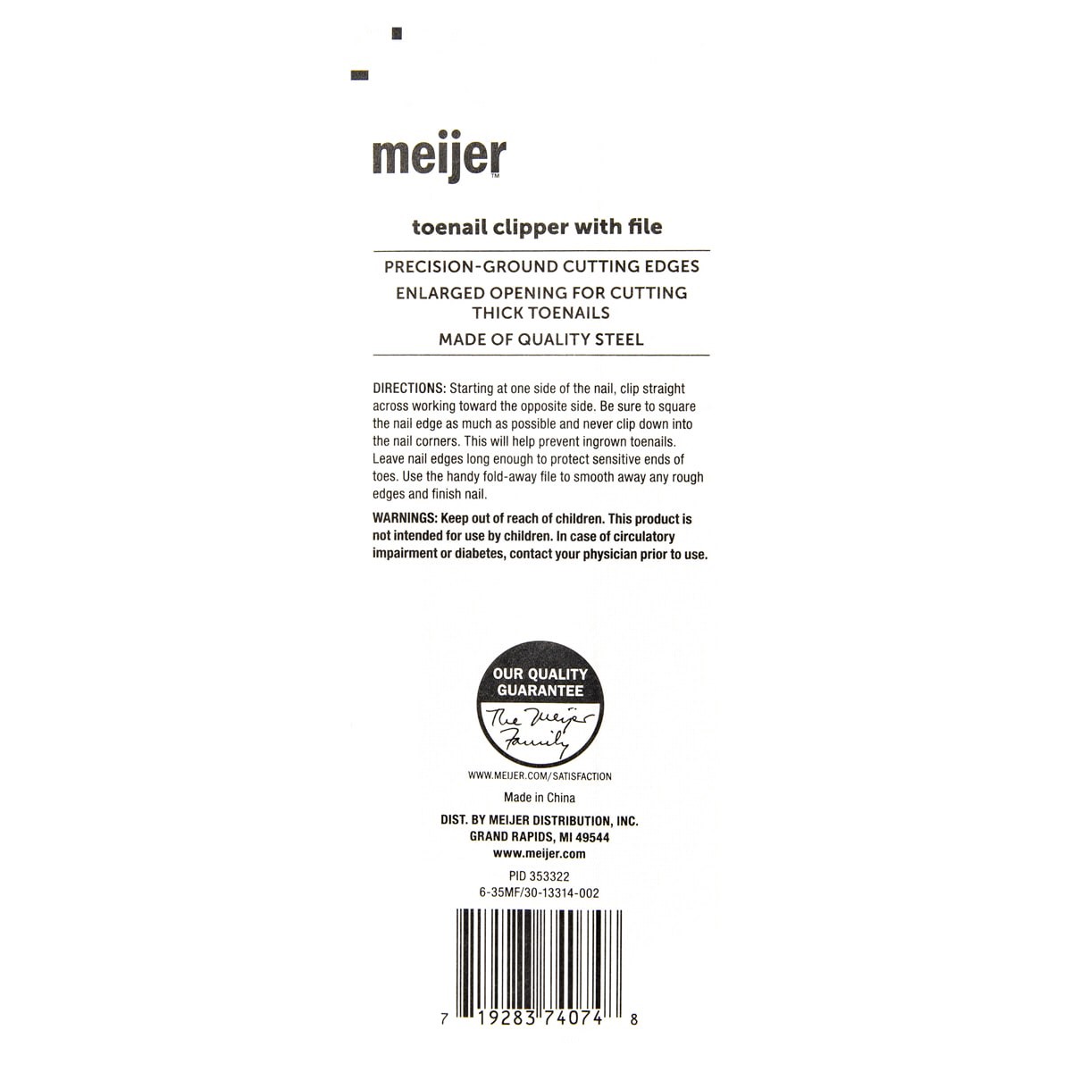 slide 2 of 2, Meijer Straight Edge Toenail Clipper With File, 1 ct