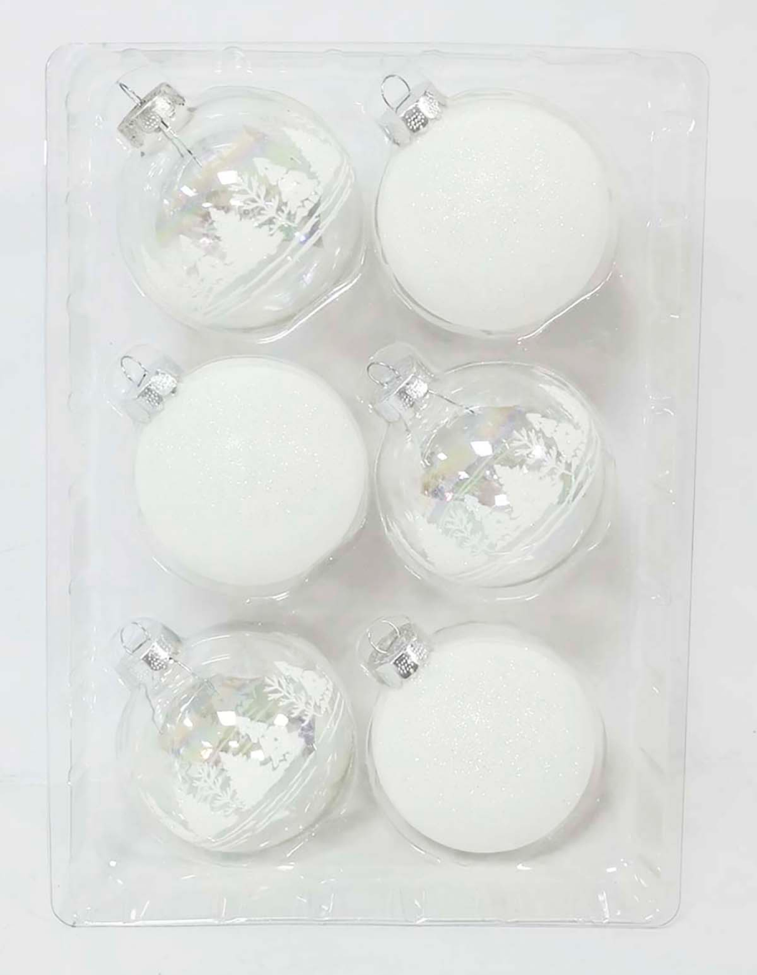 slide 2 of 3, December Home Ornaments Ball Glass White/Clear Tree Scene, 1 ct