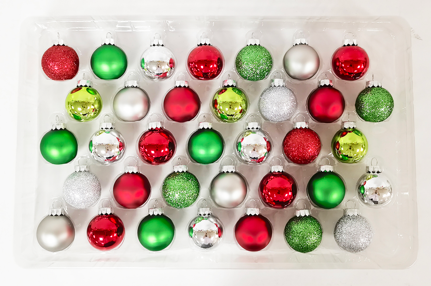 slide 2 of 3, December Home Ornaments Ball Glass, Red/Green/Silver, 35 ct