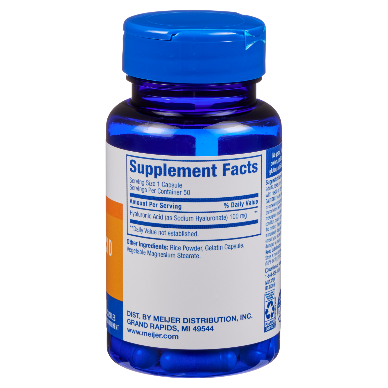 slide 3 of 3, MEIJER WELLNESS Meijer Hyaluronic Acid Dietary Supplement, 50 ct; 100 mg