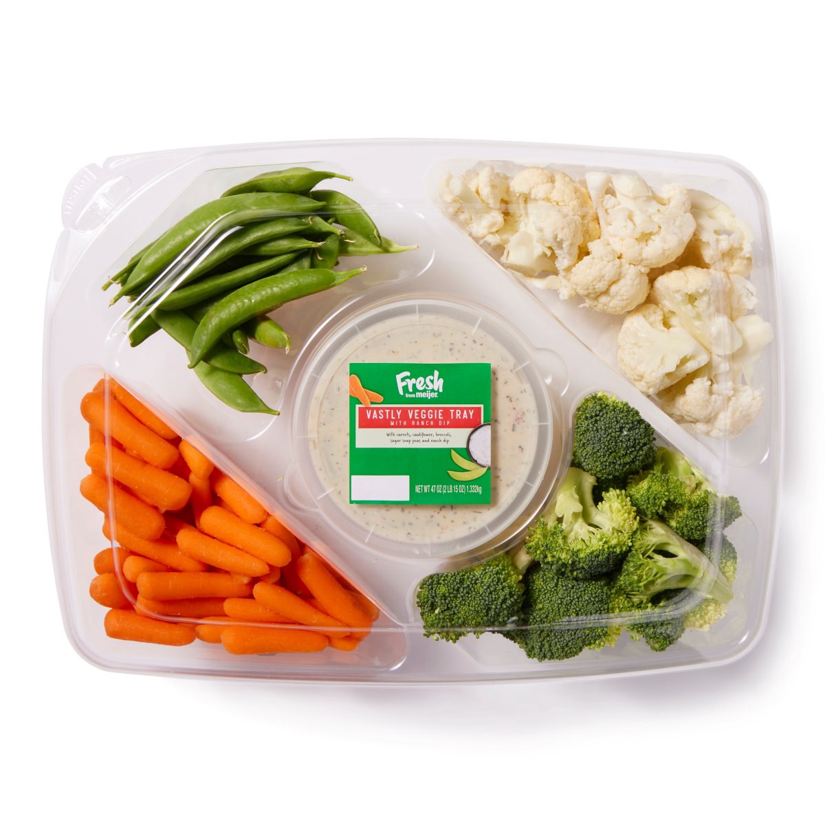 slide 1 of 9, Fresh from Meijer Vastly Veggie Tray with Ranch Dip, 47 oz