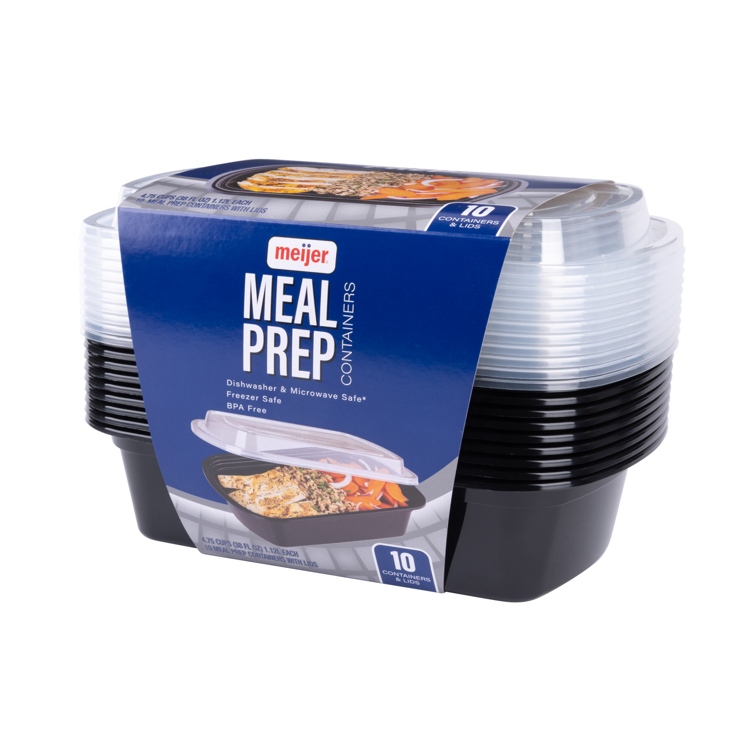 slide 7 of 8, Meijer 38oz Rectangular One Section Meal Prep 10 ct., 38 oz, 10 ct