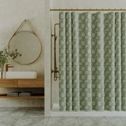 Room & Retreat Darsha Block Print Fabric Shower Curtain , 70 In X 72 In, Sage Green