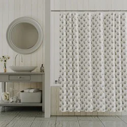 Room & Retreat Ditsy Floral Printed Fabric Shower Curtain, 70 In X 72 In, Linen