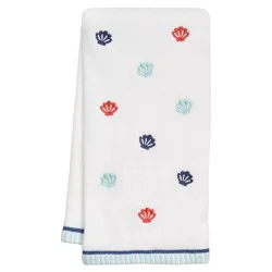 Meijer Corporate Seasonal Clamshell's Nautical Velour Hand Towel With Embroidery, 16 In X 26 In