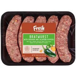 Fresh From Meijer Bratwurst With Cheddar & Jalapeno, 18 Oz