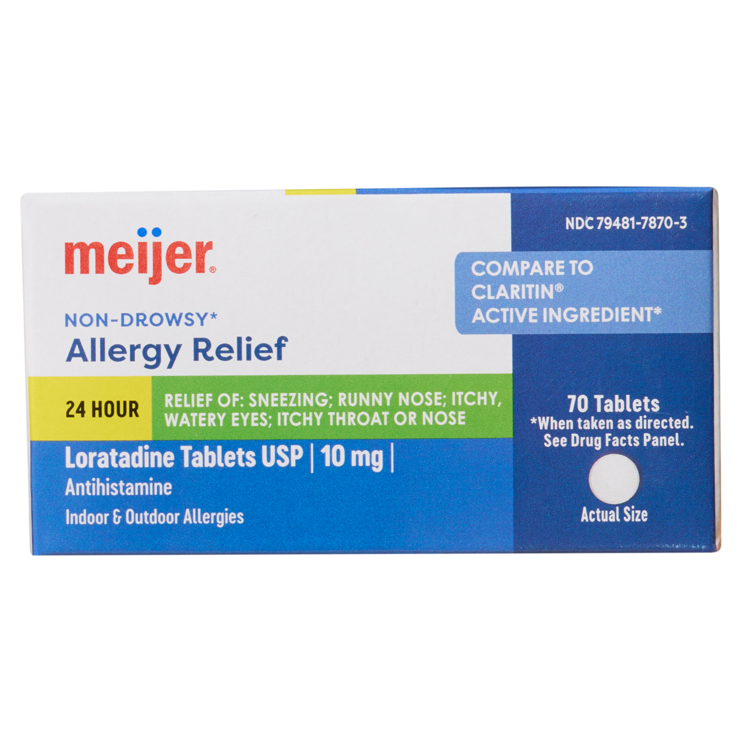 slide 6 of 6, Meijer Non-Drowsy Allergy Relief Loratadine Tablets USP 10mg 70 Ct., 70 ct; 10 mg