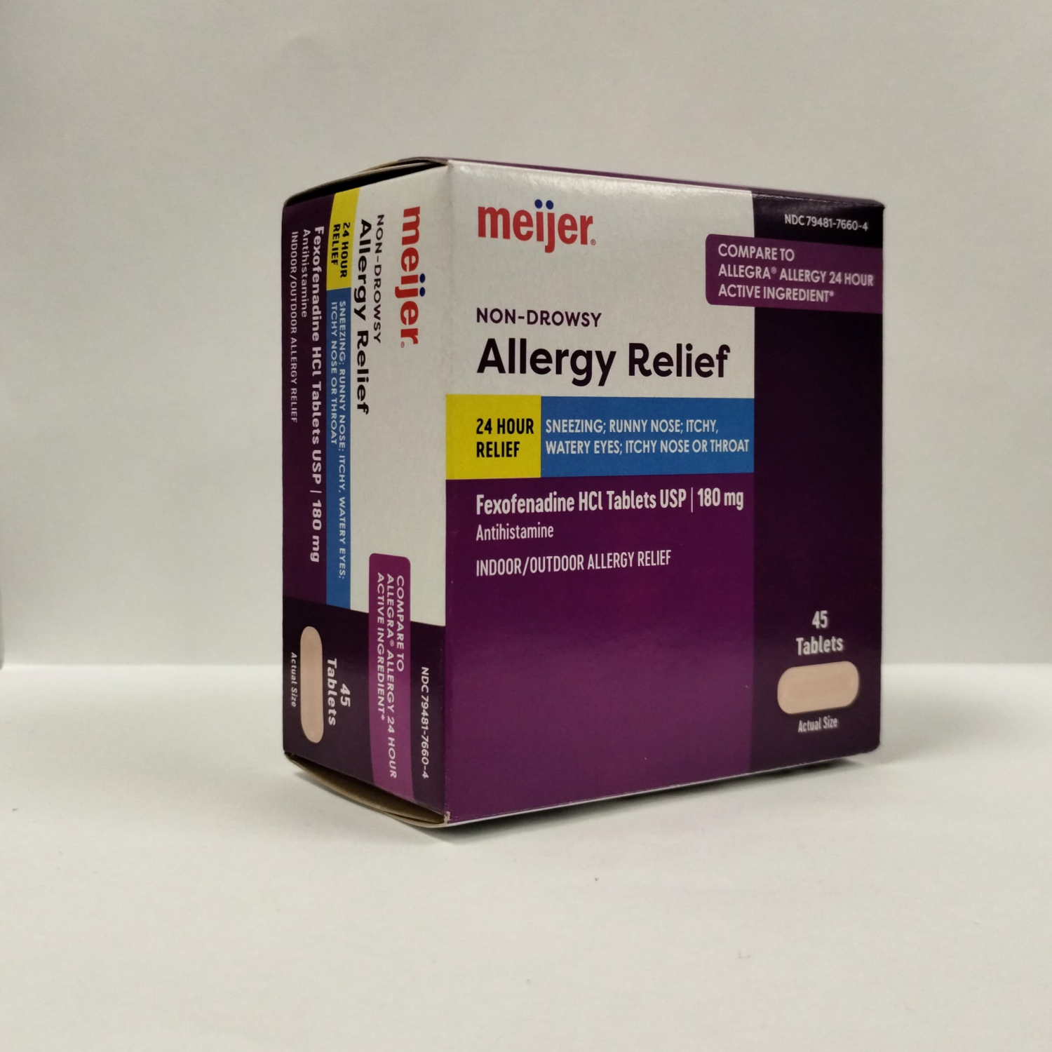 slide 5 of 7, Meijer Non-Drowsy Allergy Relief 24 Hour, 45 ct
