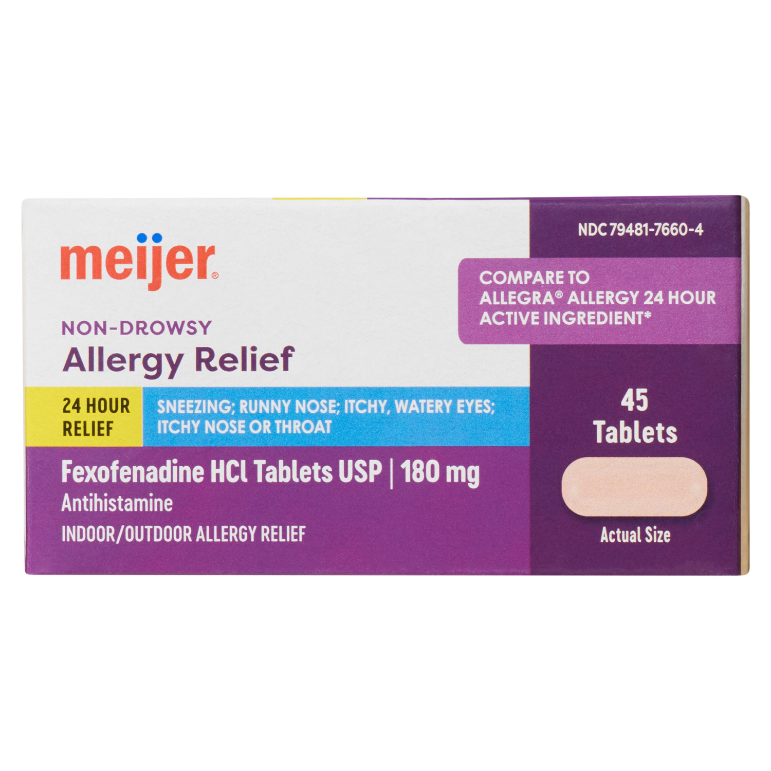 slide 7 of 7, Meijer Non-Drowsy Allergy Relief 24 Hour, 45 ct